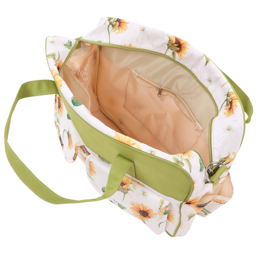 Multifunction Baby Bag for Boys and Girls with Many Pockets Travel Diaper Bag for Mom and Dad Sunflower