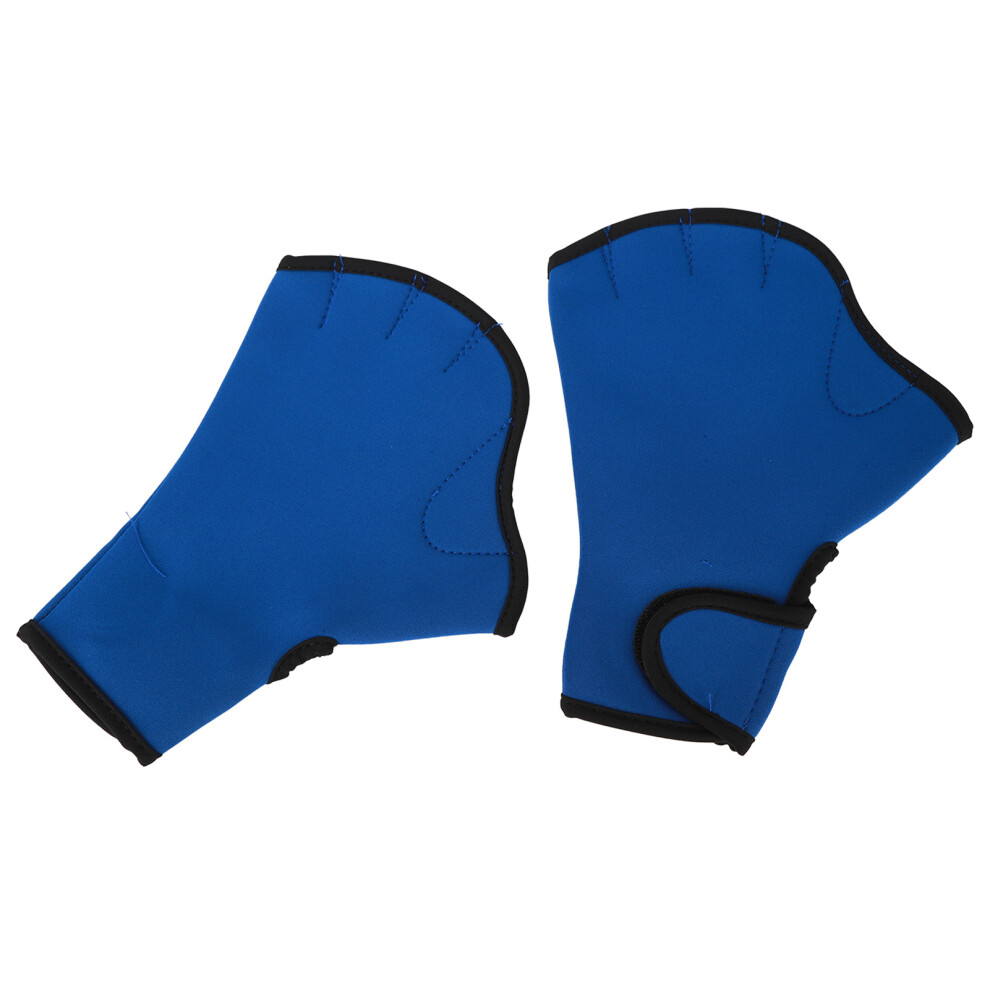 Swim Gloves Webbed Prevent Slip Fingerless Neoprene Aquatic Gloves for Water Resistance Training Blue S