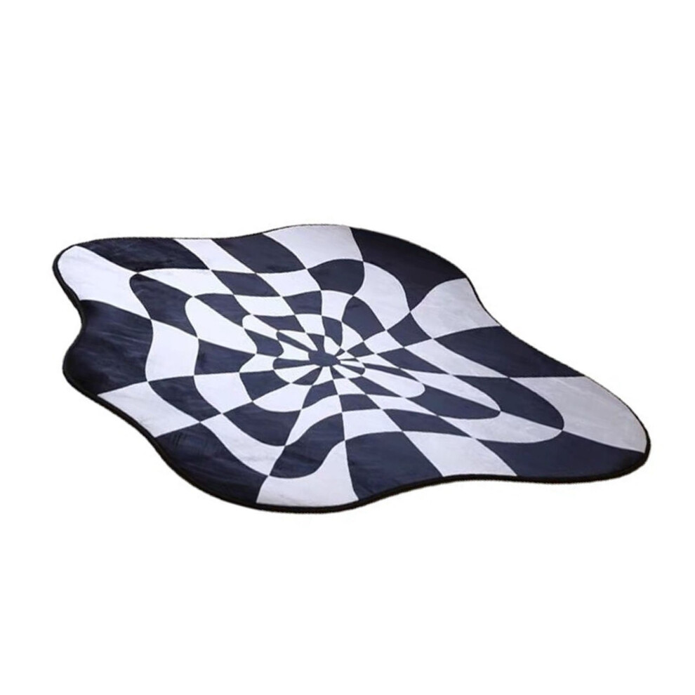 Carpet Comfortable Soft Color Blocking Bedside Creative Irregular Rug for Bedroom Living Room Balcony White and Black 100x100cm/39.37x39.37-image-OPC-PHS5JG7-NEW