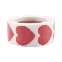 Glitzernde Herzaufkleber zum Valentinstag, Aufkleberrolle, Herzetiketten für Jubiläen und Hochzeiten (500 Stück/Rolle)