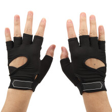 Damen-Atmungsaktive Halb-Finger-Workout-Handschuhe, Rutschfest, Verschleißfest, Schwarz, L (20–22 cm)