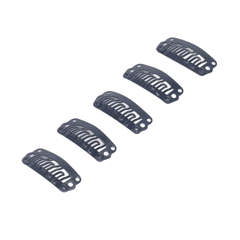 Unisex Black 100Pcs 2.3Cm U Shape Wig Clips 6 Comb Teeth Stainless Steel Wig Accessories Snap Comb Clips For Hair Extension