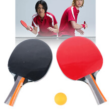 Table Tennis Paddle Set Long Sweat Absorbing Handle Table Tennis Bats with 3 Balls for Beginners