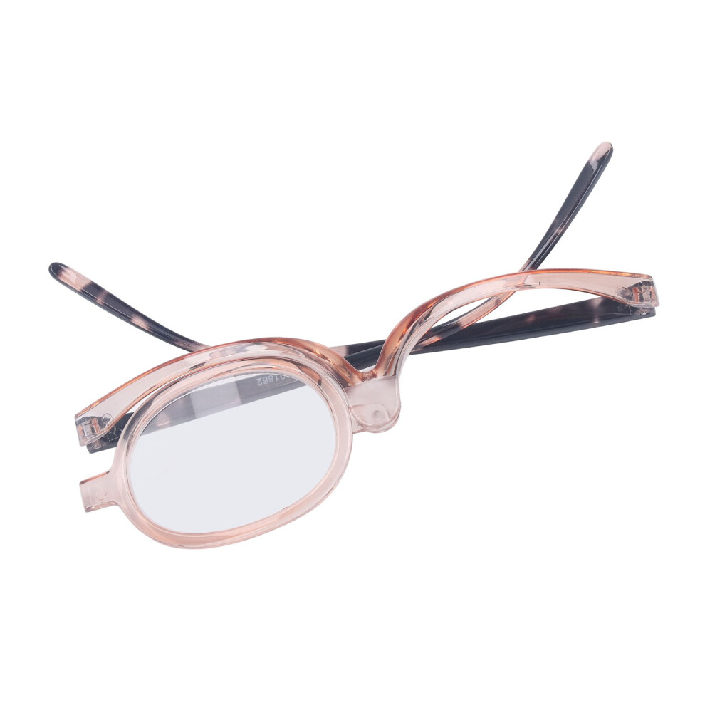 Eye Makeup Glasses Portable Presbyopic Reading Glasses Magnifying Flip Up Rotating Single Lens for Women +4.00