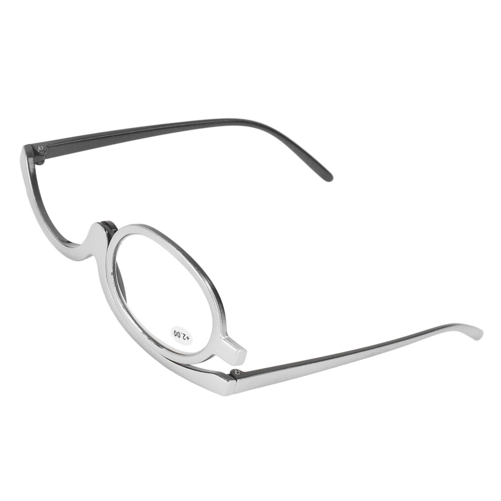 Makeup Reading Glasses Portable Magnifying Presbyopic Reading Glasses Flip Up Rotating Single Lens +2.00