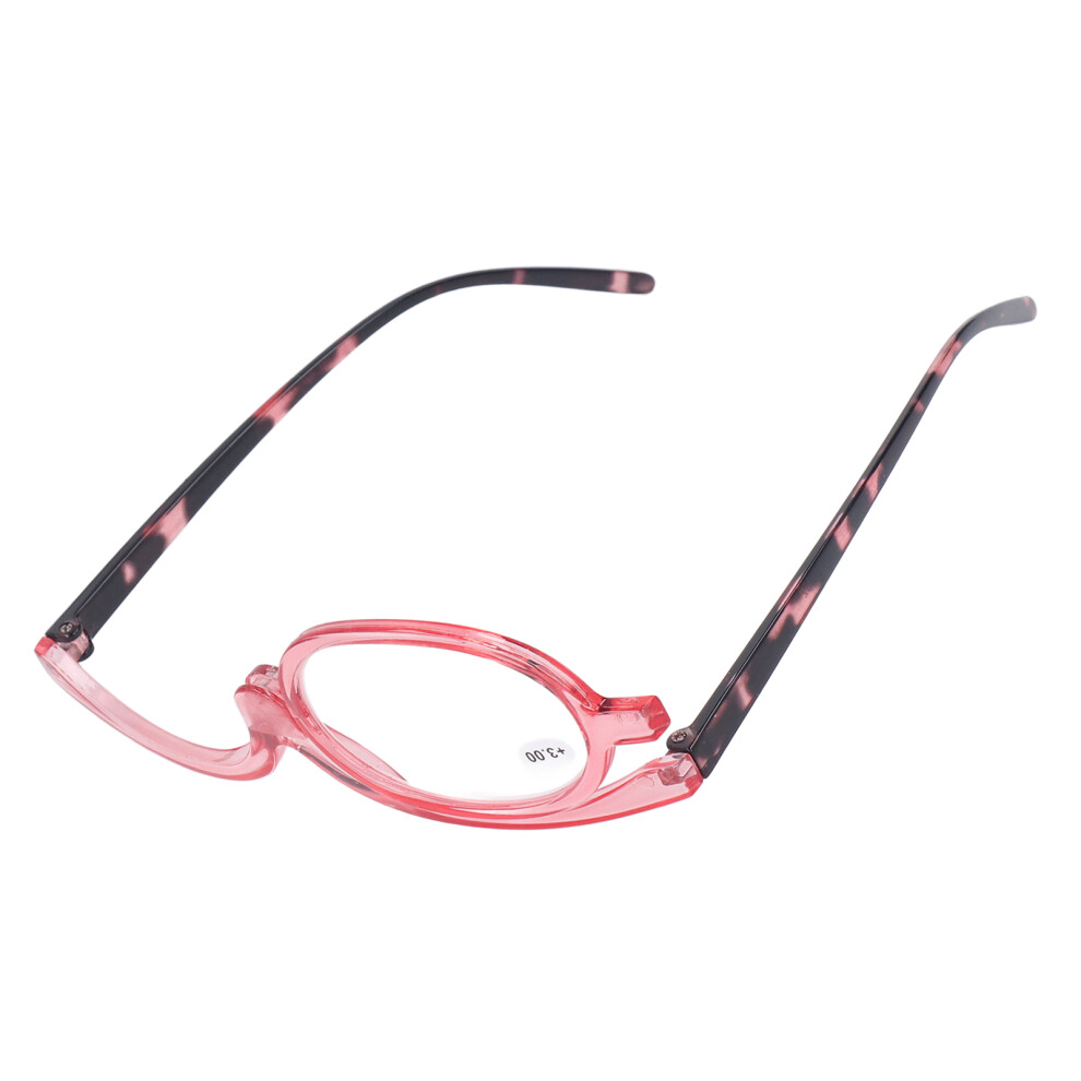 Makeup Glasses Lightweight Folding Rotating Single Lens Women Magnifying Cosmetic Eyeglasses with Stylish Case +3.00
