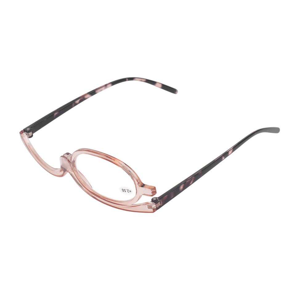 Flip Down Magnify Glasses Folding 180 Degree Rotating Magnifying Cosmetic Reading Glasses for Makeup +2.50
