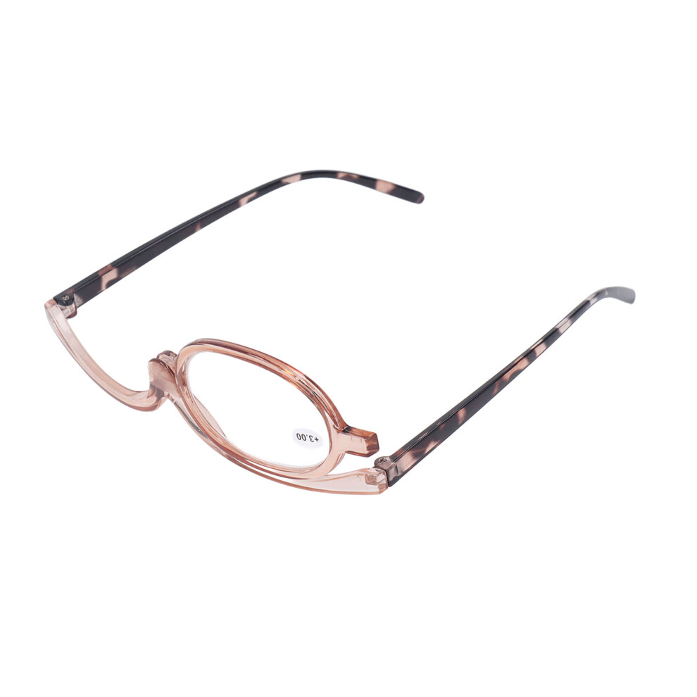 Flip Down Magnify Glasses Folding 180 Degree Rotating Magnifying Cosmetic Reading Glasses for Makeup +3.00