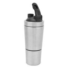 Edelstahl-Protein-Shaker-Flasche 591 ml, tragbar, Doppelkammer, für Fitnessstudio und Jugendliche