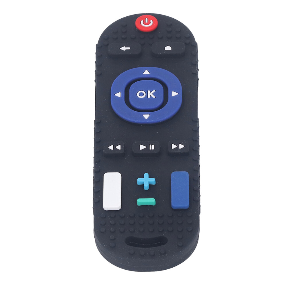 Silicone Teething Toy Tv Remote Shaped High Simulation Multi Buttons Textured Baby Teether Black