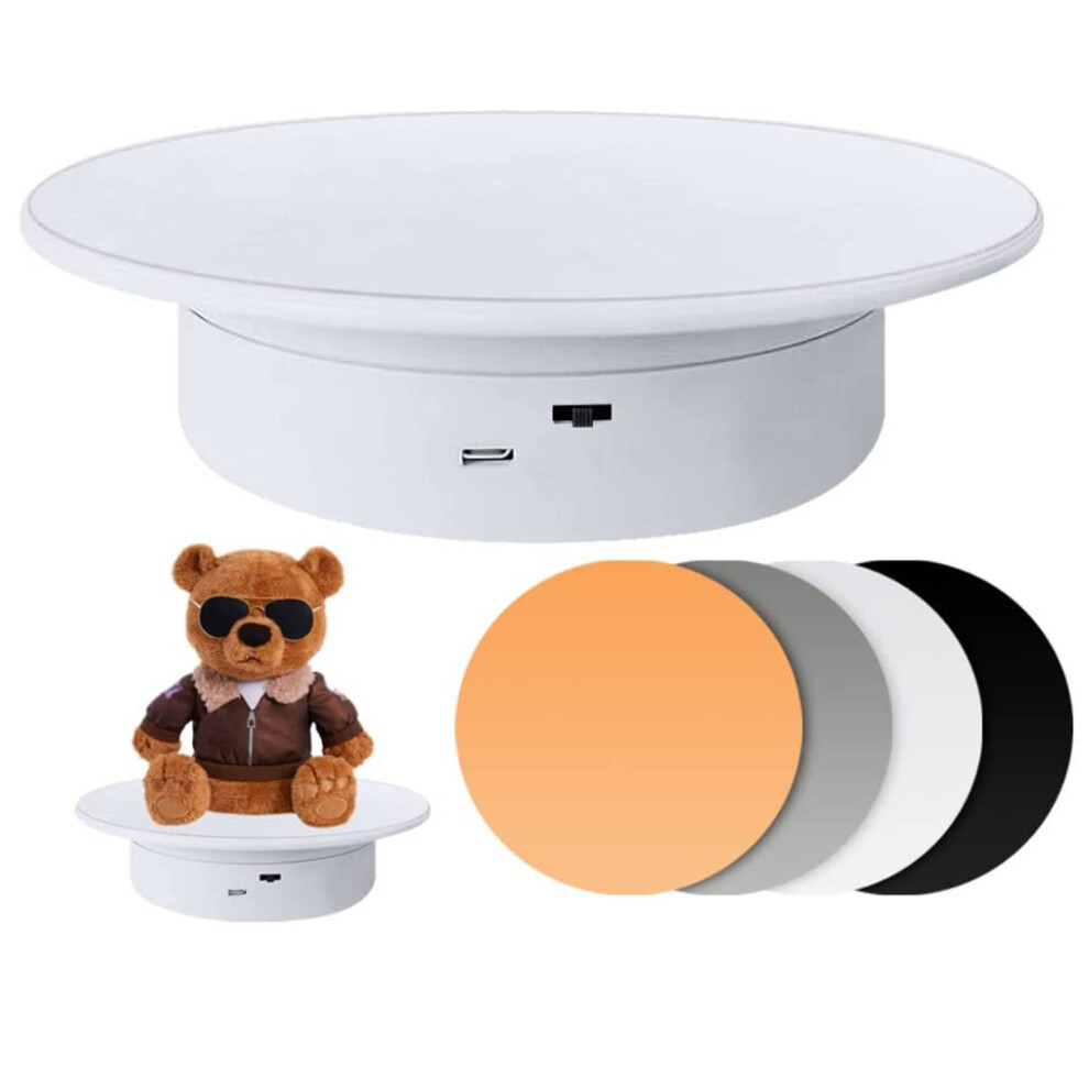 Electric Turntable 360 Degree Rotating Product Photography Display Rechargeable Remote Control 3Kg Bearing 15Cm Diameter White 5001317669282