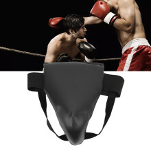 Boxing Groin Guard Shield PU Shock Resistance Protective Boxing Training Groin Protector Black M 55.1‑63in