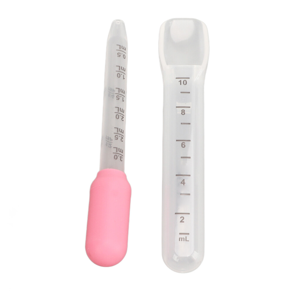 Baby Liquid Medicine Dropper Spoon Food Grade Silicone Clear Scale Kids Oral Medicine Dispenser Kit for Toddler Pink