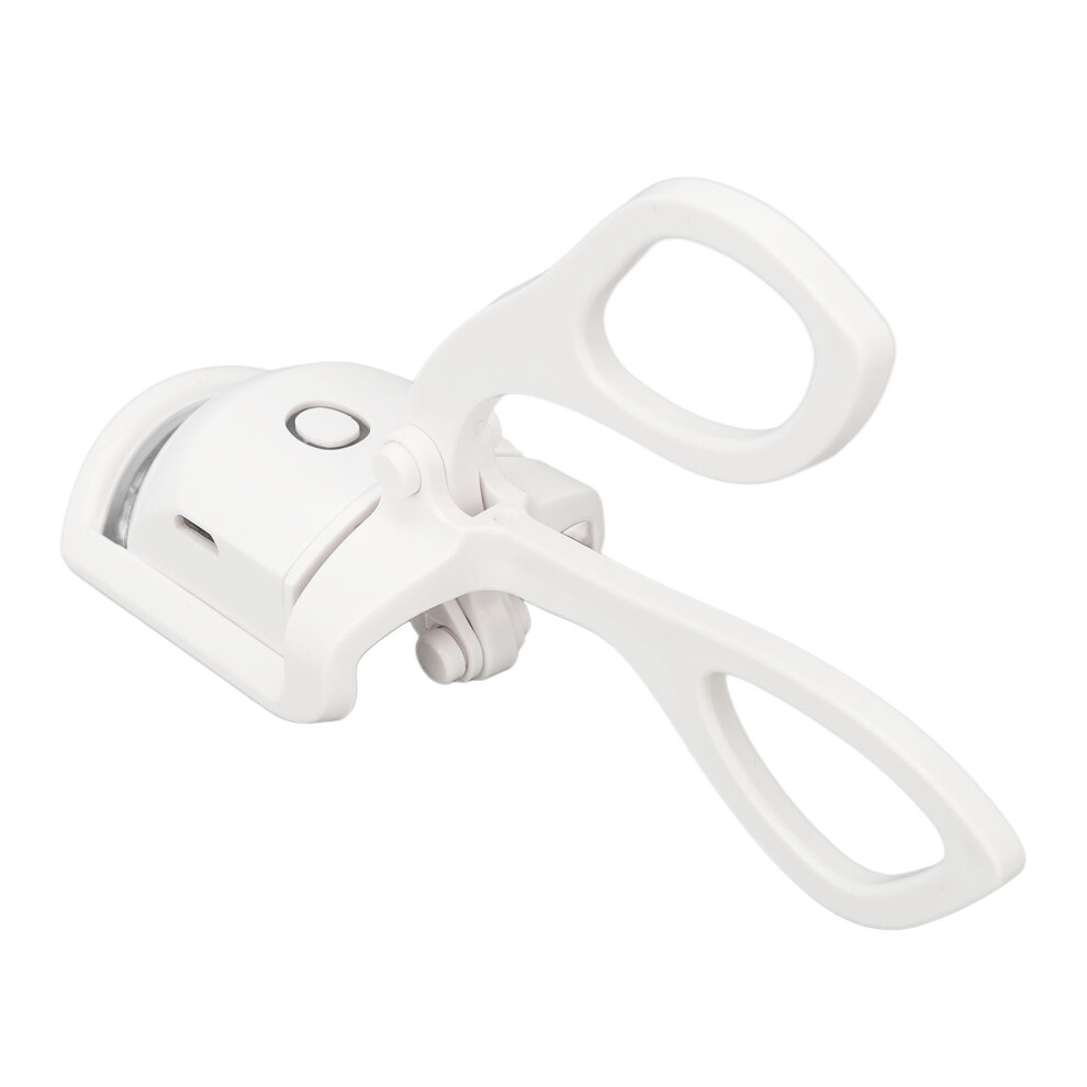 White Heated Eyelash Curler Electric Type C Rechargeable 2 Heating Modes Portable Handheld Eyelash Heated Curler