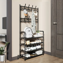 (Four Layers Of Black) Duty Metal Shoe Organizer Rack - 4/5-Tier Space-Saving Shoe Storage Shelf, Easy Assembly - Modern Shoe Rack Organizer (Black/White)