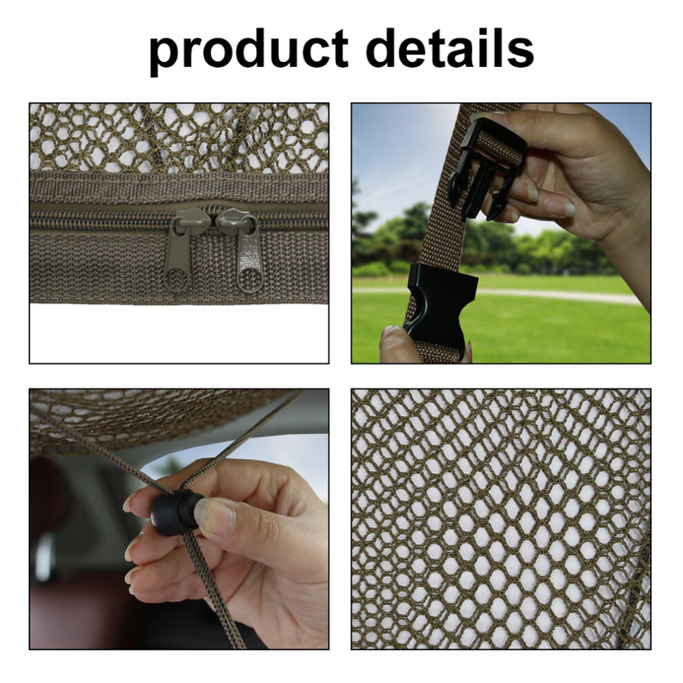 Car Ceiling Storage Bag Double-Layer Adjustable Cargo Net Sundries Organizer Interior Roof Mesh Pocket 35.4X25.6in With Zipper For Car Truc 8711317674915