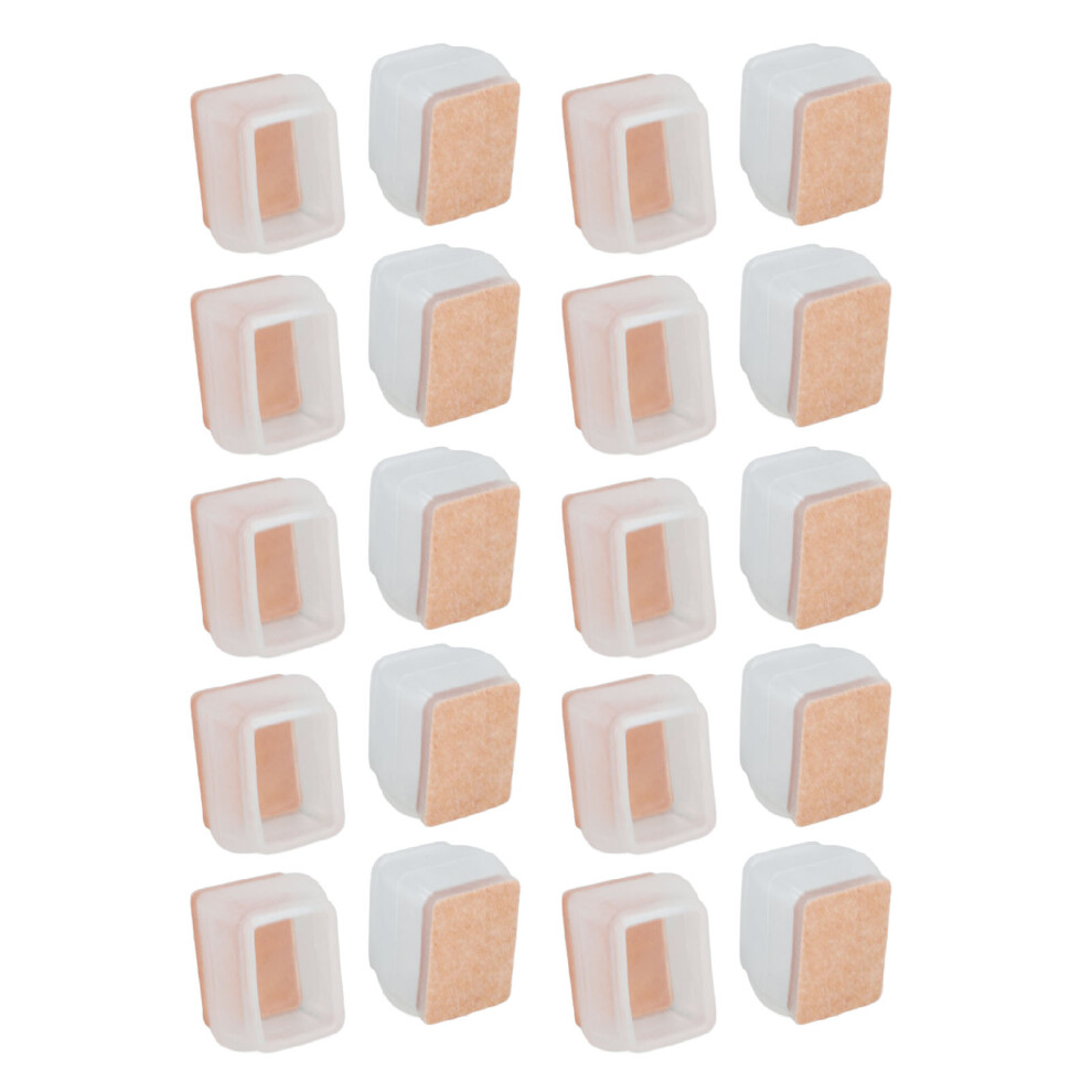 20Pcs Chair Leg Protector For Hardwood Floor Rubber Felt Furniture Pad Cover Non Scratches Noise Transparent Rectangle L 7901317675468