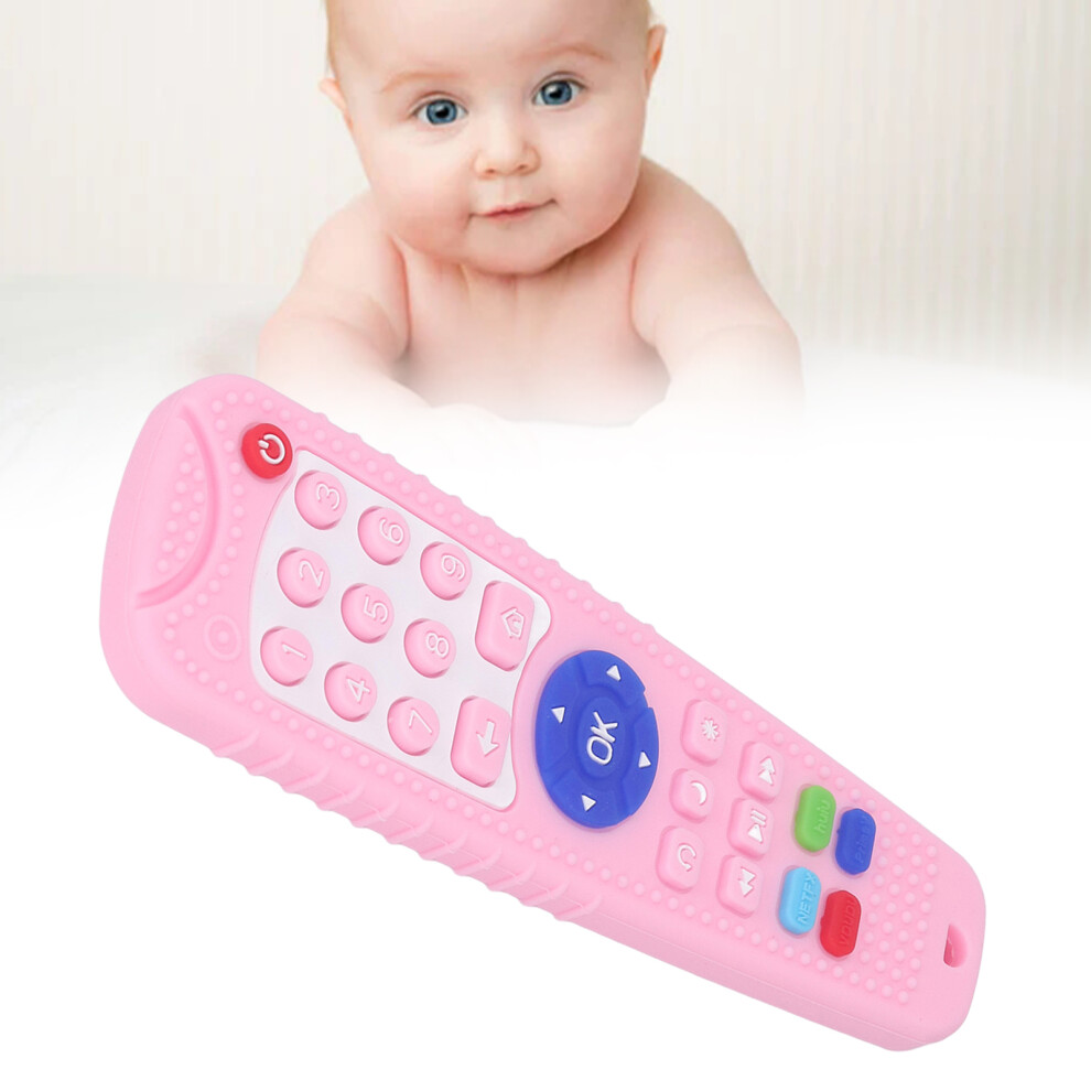 Baby Teether Simulation Remote Control Shaped Various Button Soft Silicone Teething Toy Pink