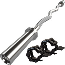 GYM MASTER Olympic 2" EZ Curl Bar with Clamp Collars for Weightlifting