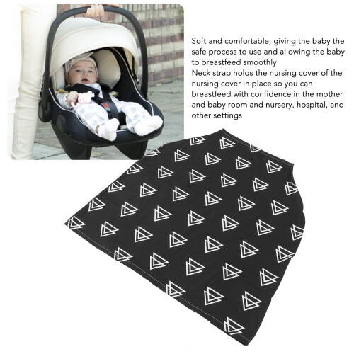 Breathable Mother Breastfeeding Cover Cloth Patterned Washable Polyester Breast Feeding Nursing Cover Towel Black Base Triangular Pattern 2