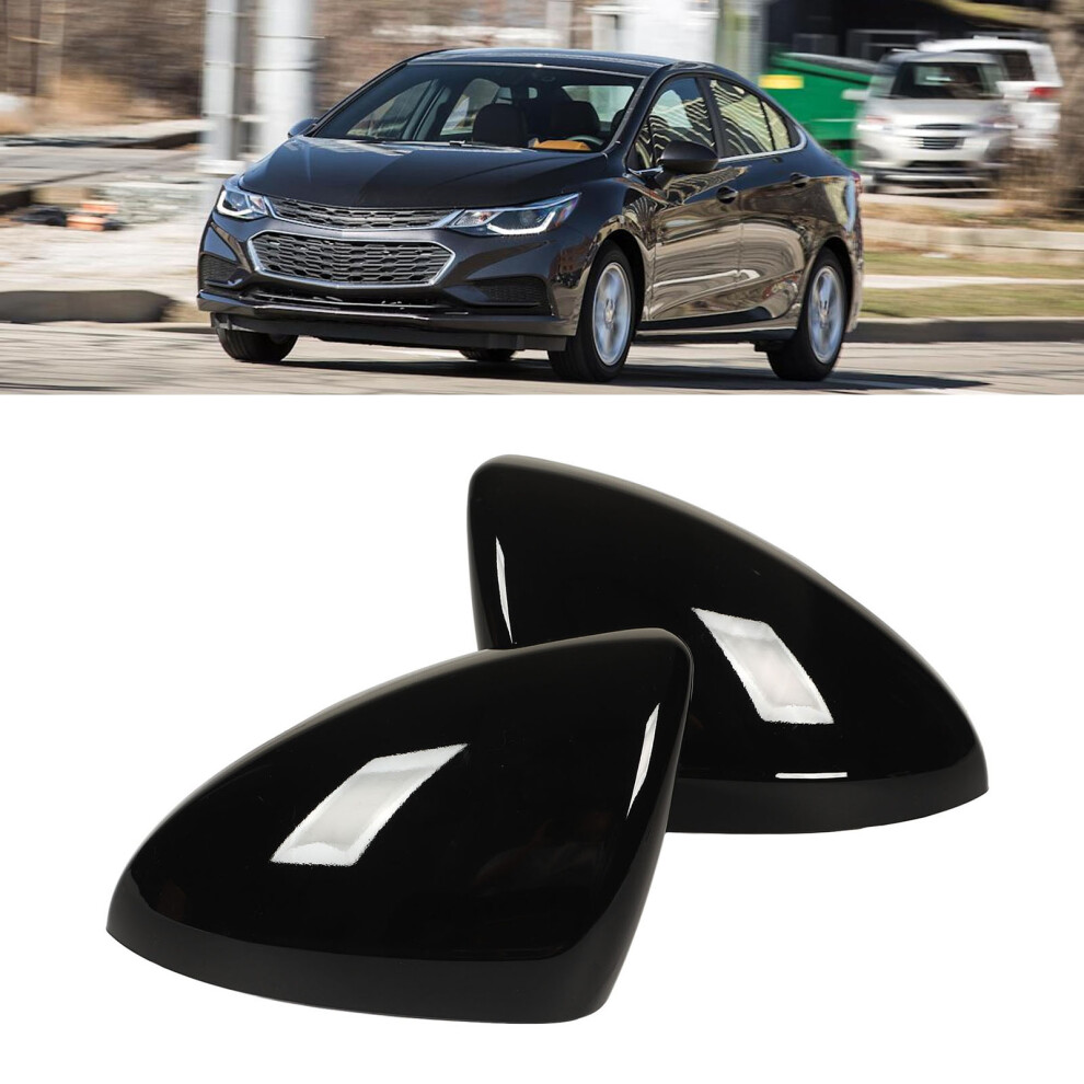 2Pcs Door Mirror Cap Left Right Glossy Rearview Mirror Cover Replacement For Chevy Cruze Models 2017Â2019 Black 9341317684011