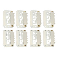 100pcs Wig Snap Clip U Shape 6 Teeth Safe Hairpiece Comb Clips for DIY Hair Extension Hat Beige