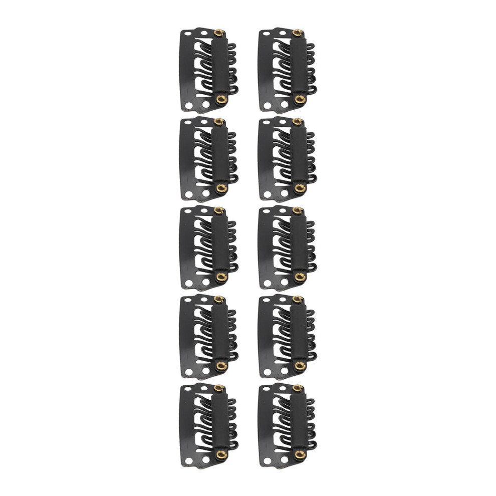 Unisex Black 100Pcs U Shape Hair Extension Snap Clip Safe 6 Teeth Hairpiece Wig Clip For Diy