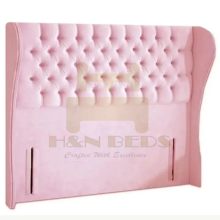(Pink Plush, Small Double 4ft) Headboard for Divan Bed Plush Velvet 54" Winged Chesterfield Headboard All Sizes Handmade UK