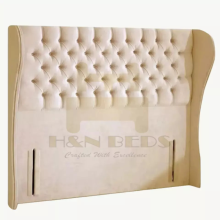 (Creem Plush, KIng 5ft) Headboard for Divan Bed Plush Velvet 54" Winged Chesterfield Headboard All Sizes Handmade UK