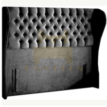 (Steel Plush, KIng 5ft) Headboard for Divan Bed Plush Velvet 54" Winged Chesterfield Headboard All Sizes Handmade UK