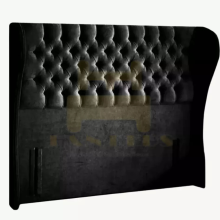 (Black Plush, Small Double 4ft) Headboard for Divan Bed Plush Velvet 54" Winged Chesterfield Headboard All Sizes Handmade UK