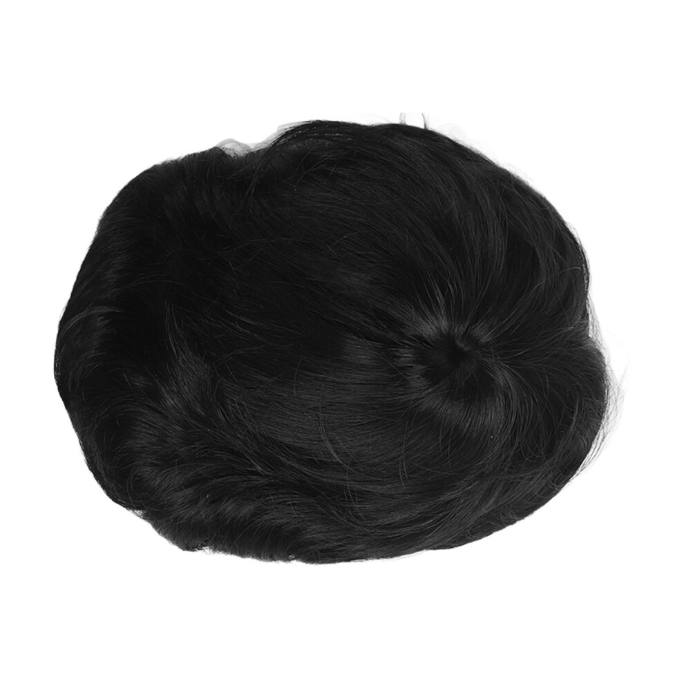 Unisex Black Men Short Straight Wig Cosplay Party Heat Resistant Synthetic Middle Part Wigs For Daily Life