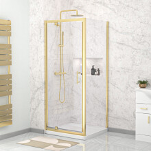 Nes Home Brushed Brass 800 x 760mm Pivot Door Shower Enclosure & Side Panel
