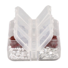 Dark Red Butterfly Nail Charms Glittering 3D Flower Portable Nail Charms with 6 Grid Storage Box