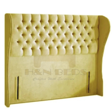 (Mustard Plush, Small Double 4ft) Headboard for Divan Bed Plush Velvet 54" Winged Chesterfield Headboard All Sizes Handmade UK
