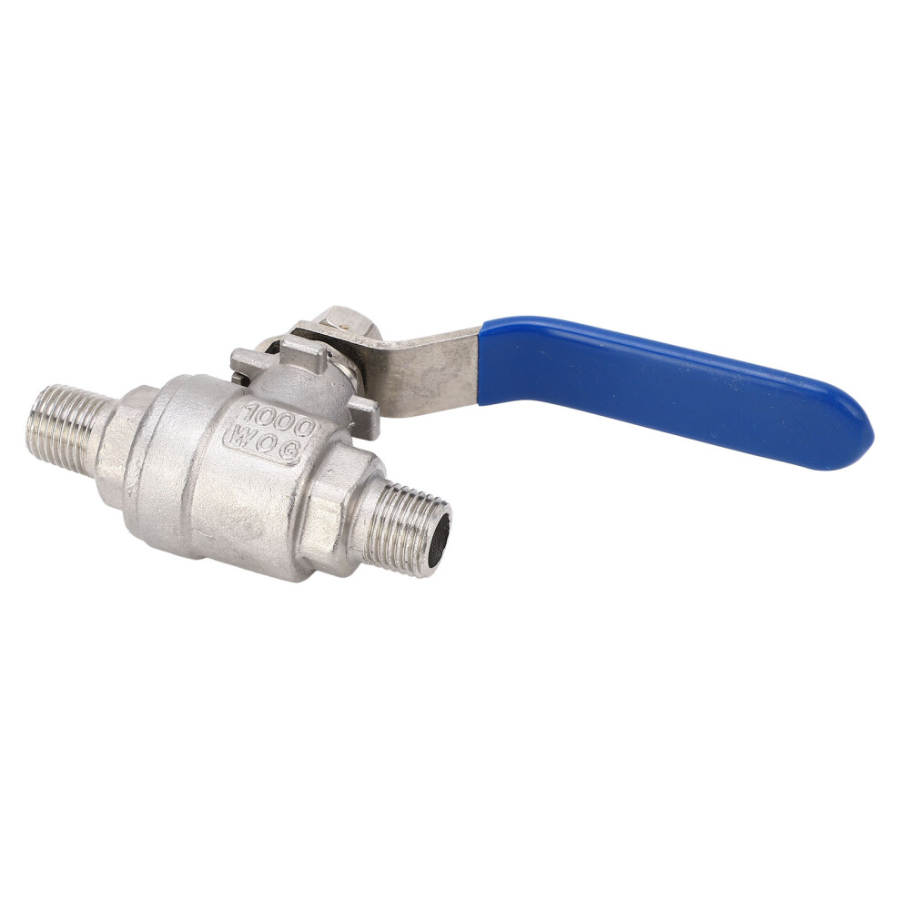 Ball Valve 1/4In Npt Dn8 Male Thread 2 Piece Stainless Steel Straight Ball Valve Fitting Connector 7631317694892