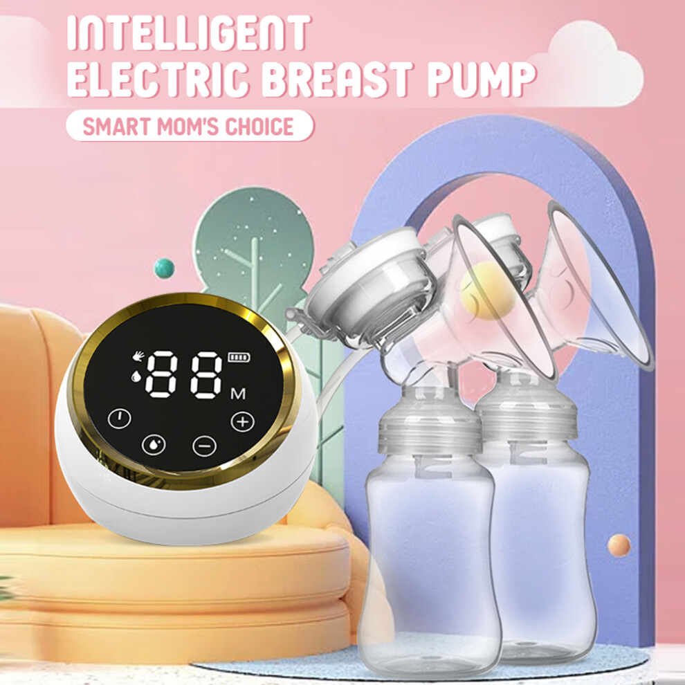 Double Electric Breast Pump Hands Free Breast Pump for Breastfeeding 3 Modes & 9 Adjustable Levels Low Noise Anti-Backflow LED Screen Built