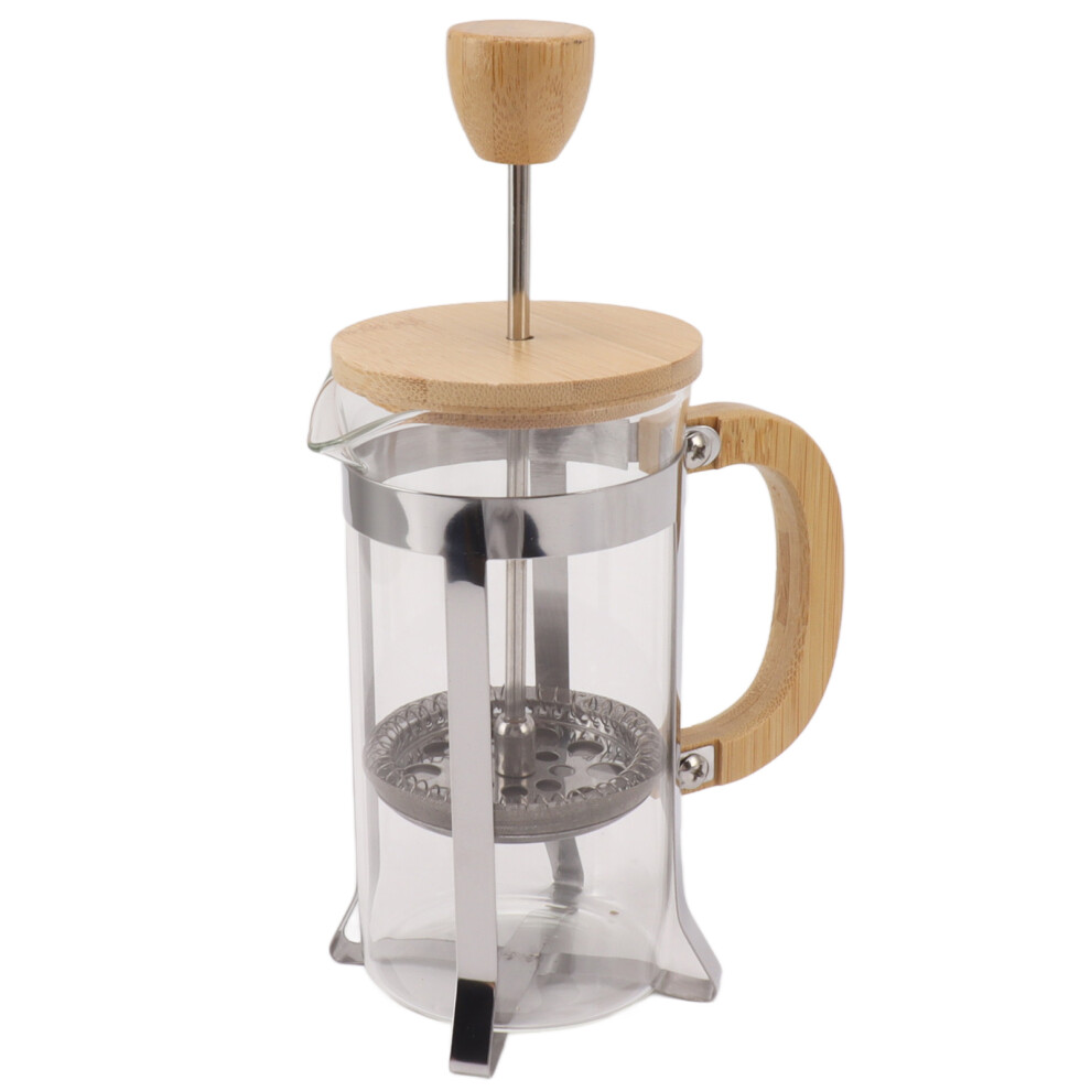 350ml Press Filter Coffee Maker Thickened Borosilicate Glass Heat Resistant French Classic Insulated Coffee Maker with Wood Handle