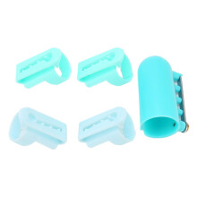 5 Stück Plastik-Garnführungen, verstellbarer Halter für Stricken, Grün & Blau