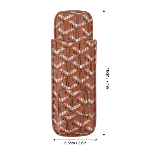 Tragbare hellbraune 2-Zigarre Leder-Reiseetui mit Cutter, 6,5 x 18 cm 1