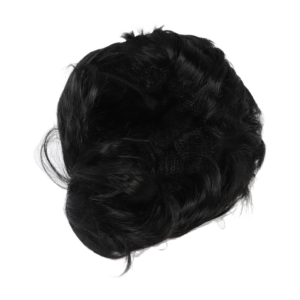 Unisex Black Men Wig Short Middle Part Fluffy Layered Synthetic Full Wigs For Cosplay Party Role Play