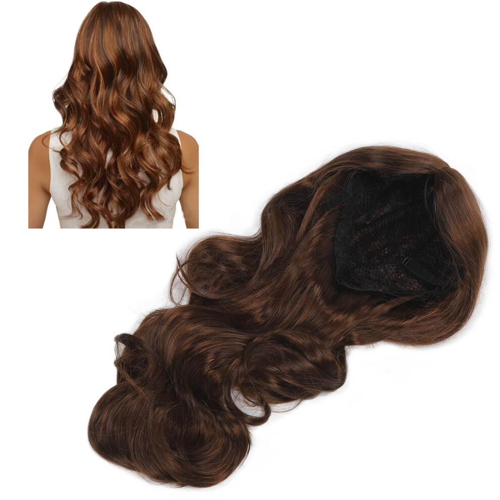 Stylish Light Brown Long Curly Wig Women Cosplay Party Synthetic Heat Resistant Wavy Middle Part Wig