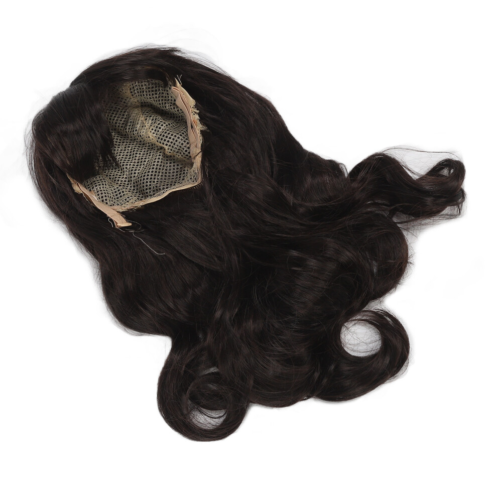 Unisex Brown Kid Girl Long Curly Wig Children Heat Resistant Synthetic Dark Wavy Wig With Bangs Photography Props