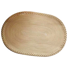 Bedroom Carpet Hand Woven Bedside Rug Study Living Room Oval Carpet Pure Color Floor Mat Beige