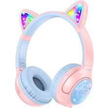 TECKNET Kids Headphones Wireless LED Lights Cat Ear,Kids Bluetooth Headphones