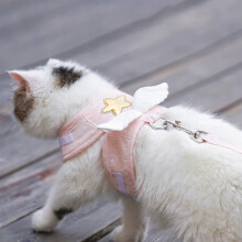Niedliches hellrosa Katzen-Halsband mit Leine, 1,5 m, verstellbar, XL