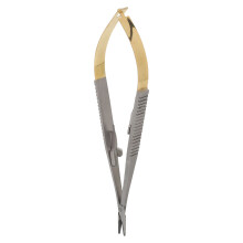 Nadelhalter Castroviejo aus Edelstahl 14 cm gerade Gold