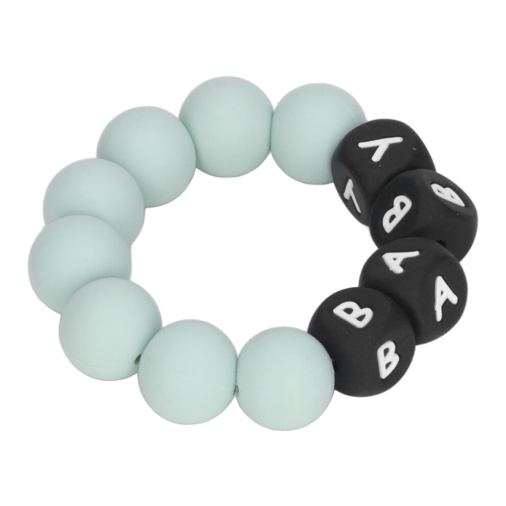 Baby Silicone Bead Bracelet Colorful Letter Baby Teething Bracelet for Infants Toddlers Light Green