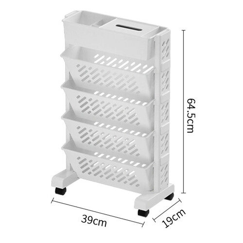 Movable Bookshelf Large Capacity Rotatable Removable Plastic Practical Rolling Organization Shelf 5 Layer 1