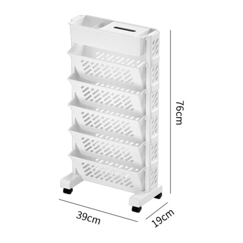 Movable Bookshelf Large Capacity Rotatable Removable Plastic Practical Rolling Organization Shelf 6 Layer 1